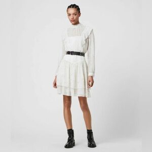 AllSaints Aislyn Broderie White Lace Dress 8